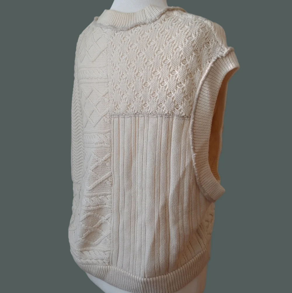 Free People Take The Plunge Knitted Cable Vest in Cream Women's XS
